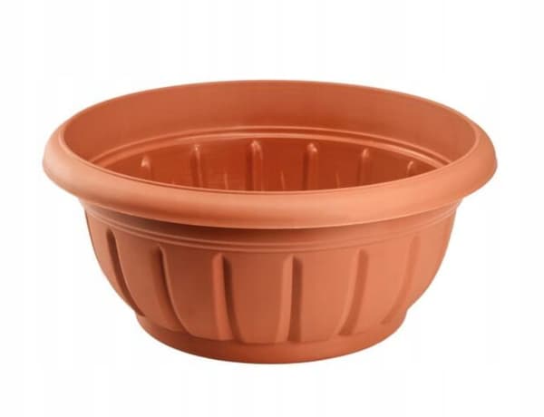 Muovinen kukkaruukku, pyöreä kulho, 26 cm, terrakotta