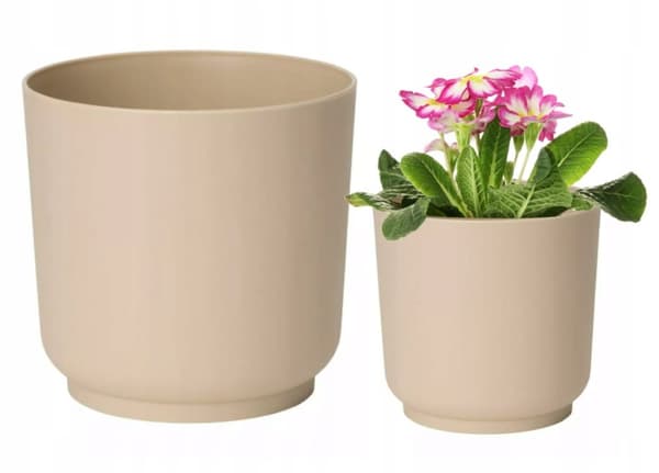 Mattapintainen kukkasuoja beigeä muovia ECO RECYCLED Satina 15x14.9 cm