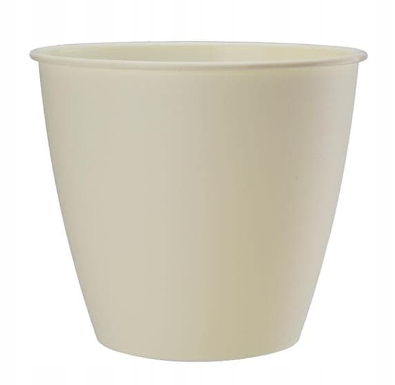 Cremefarvet rundt plastikdæksel til azaleablomster 19x17,6 cm