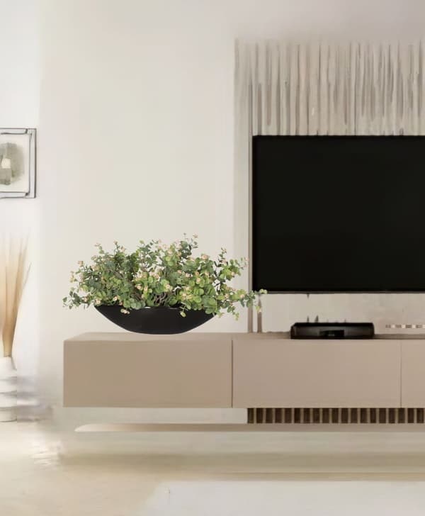 BLOMSTERPOTTE KERAMISK LÅG SORT BÅD STOR DEKORATION