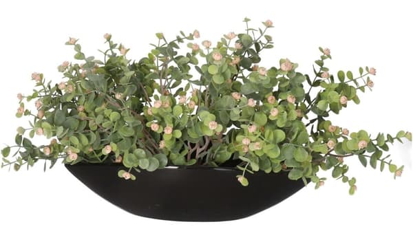 BLOMSTERPOTTE KERAMISK LÅG SORT BÅD STOR DEKORATION