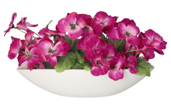 BLOMSTERPOTTE MED KERAMISK LÅG, HVID BÅD, STOR DEKORATION