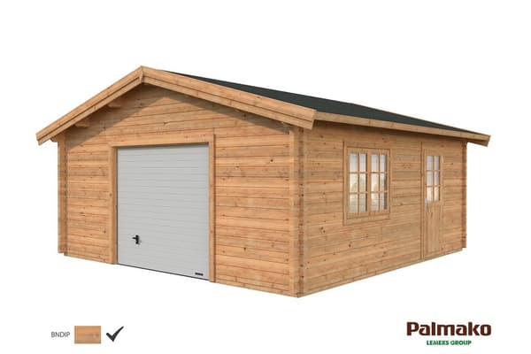 Autotalli Roger 27,7 m2 Nosto-ovi Kuusi/Ruskea