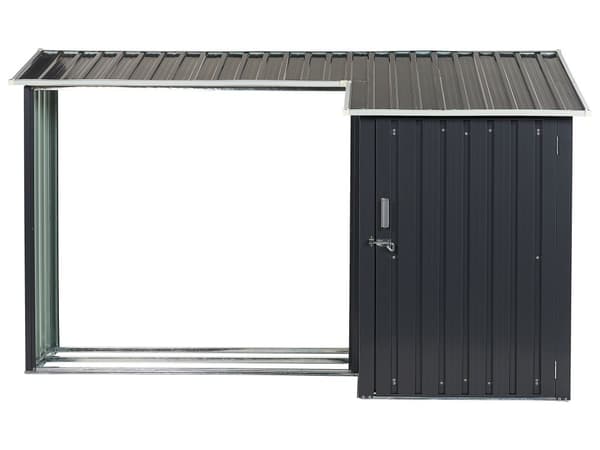 Puutarhavaja grafiitinharmaa 270 x 158 x 105 cm teräs vedenpitävä UV-kestävä halkovaja moderni