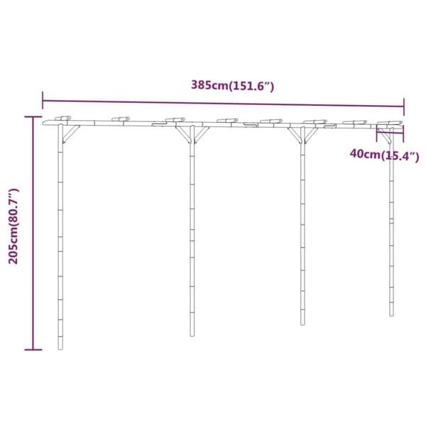 vidaXL pergola 385x40x205 cm bambus