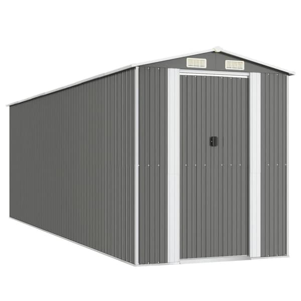 vidaXL haveskur 192x606x223 cm galvaniseret stål lysegrå
