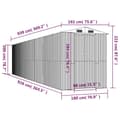 Miniatyrbillede 8 af 9: vidaXL haveskur 192x938x223 cm galvaniseret stål antracitgrå