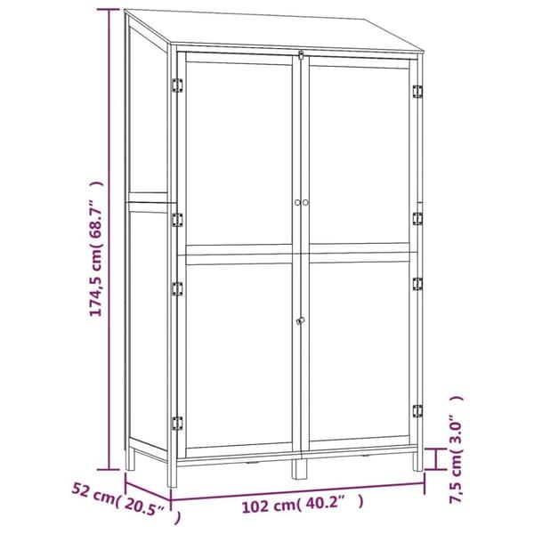 vidaXL Trädgårdsbod antracit 102x52x174,5 cm massivt granträ