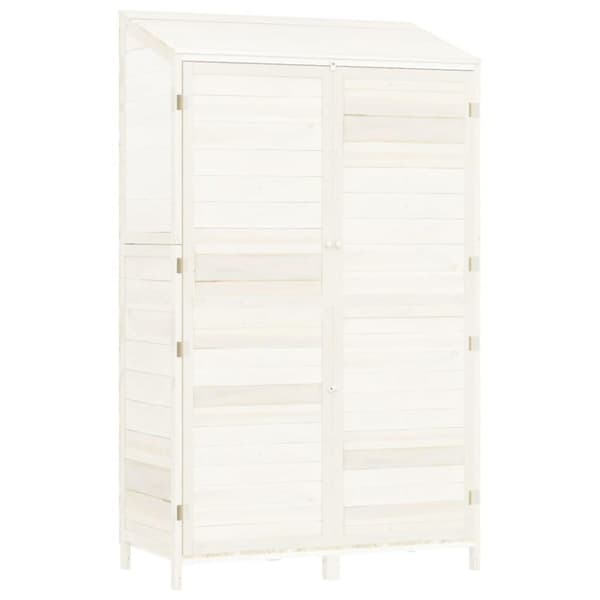 vidaXL Trädgårdsbod vit 102x52x174,5 cm massivt granträ