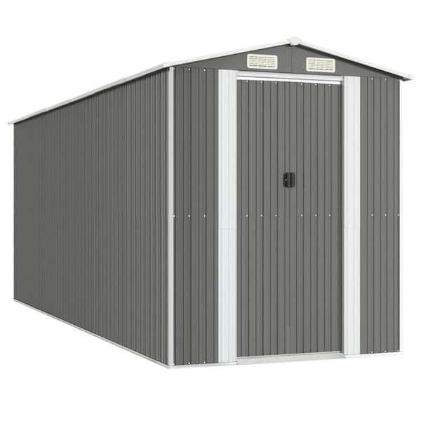 vidaXL Trädgårdsskjul ljusgrå 192x523x223 cm galvaniserat stål