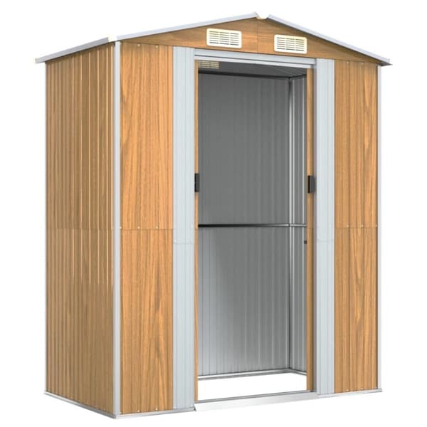 vidaXL Trädgårdsskjul ljusbrun 192x108x223 cm galvaniserat stål