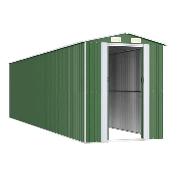 vidaXL Trädgårdsskjul grön 192x772x223 cm galvaniserat stål