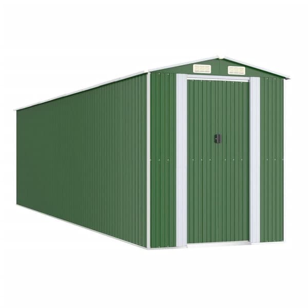 vidaXL Trädgårdsskjul grön 192x772x223 cm galvaniserat stål