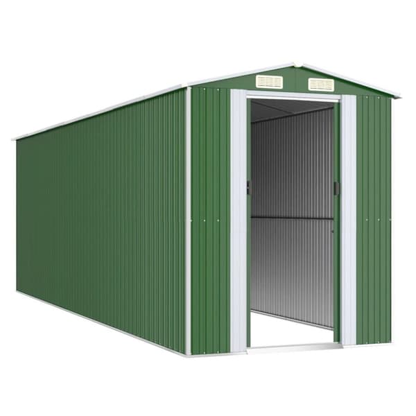 vidaXL Trädgårdsskjul grön 192x606x223 cm galvaniserat stål