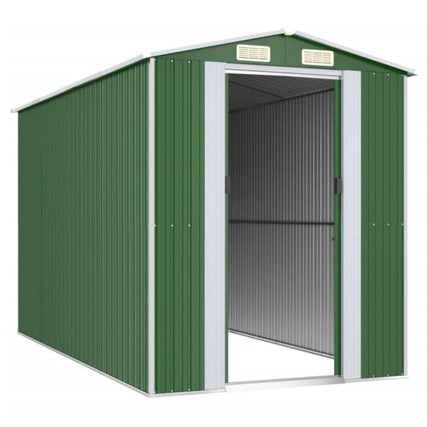 vidaXL Trädgårdsskjul grön 192x357x223 cm galvaniserat stål
