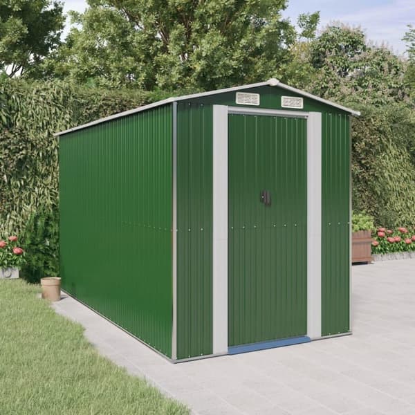 vidaXL Trädgårdsskjul grön 192x357x223 cm galvaniserat stål