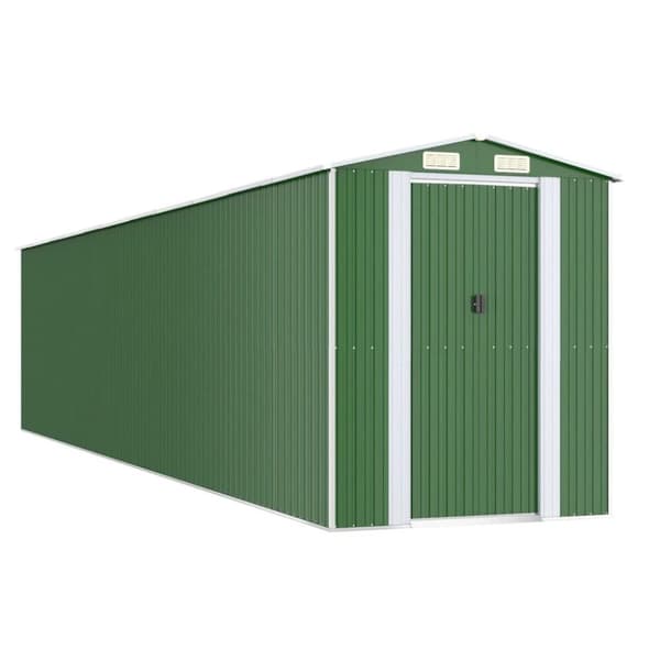 vidaXL Trädgårdsskjul grön 192x938x223 cm galvaniserat stål