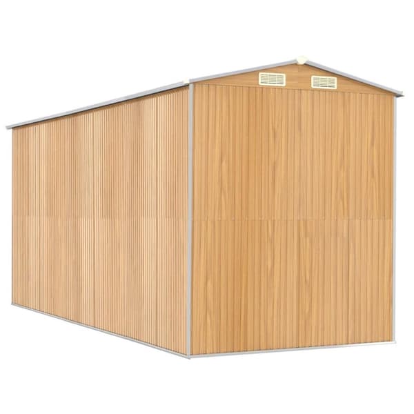 vidaXL Trädgårdsskjul ljusbrun 192x440x223 cm galvaniserat stål