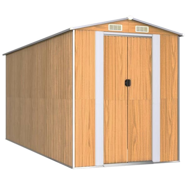 vidaXL Trädgårdsskjul ljusbrun 192x440x223 cm galvaniserat stål