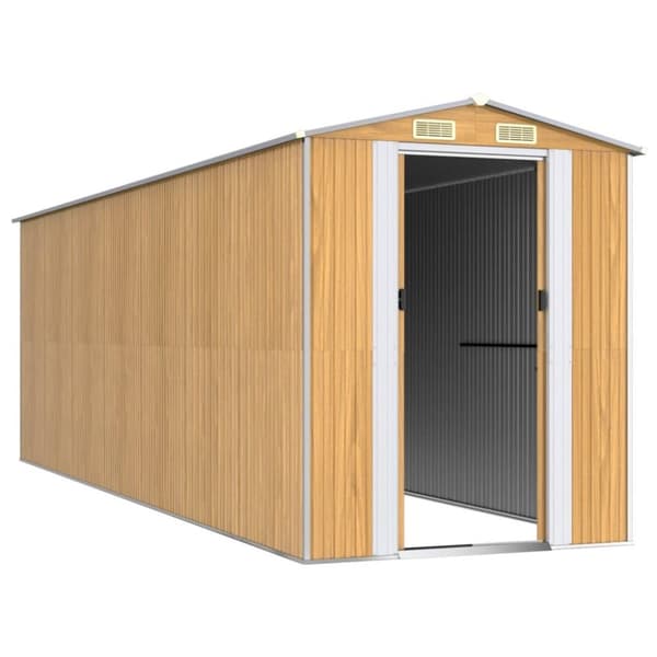 vidaXL Trädgårdsskjul ljusbrun 192x606x223 cm galvaniserat stål