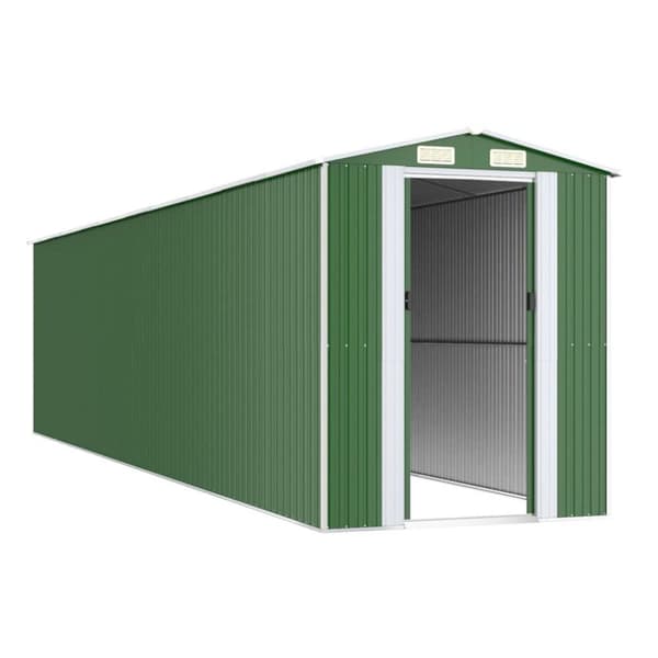 vidaXL Trädgårdsskjul grön 192x855x223 cm galvaniserat stål