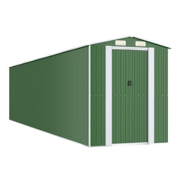 vidaXL Trädgårdsskjul grön 192x855x223 cm galvaniserat stål