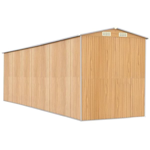 vidaXL Trädgårdsskjul ljusbrun 192x689x223 cm galvaniserat stål