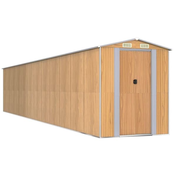 vidaXL Trädgårdsskjul ljusbrun 192x1021x223 cm galvaniserat stål