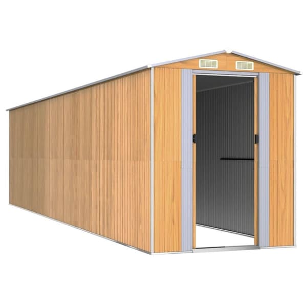 vidaXL Trädgårdsskjul ljusbrun 192x772x223 cm galvaniserat stål
