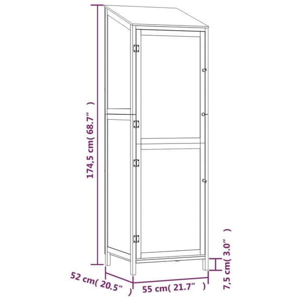vidaXL haveskur 55x52x174,5 cm massivt fyrretræ antracitgrå