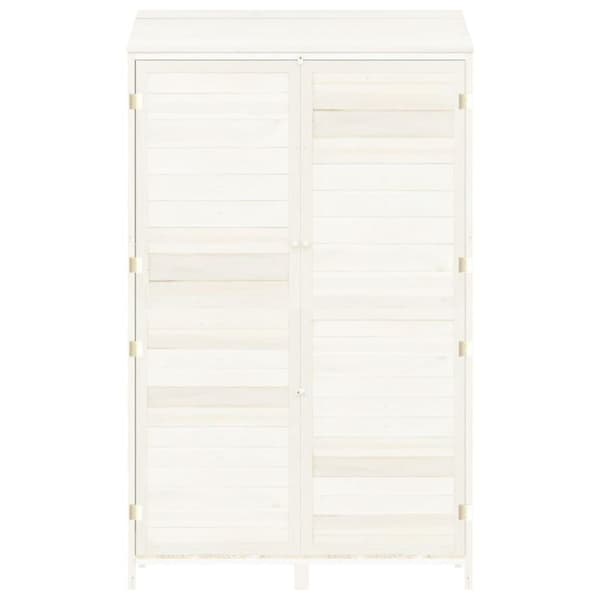 vidaXL haveskur 102x52x174,5 cm massivt grantræ hvid