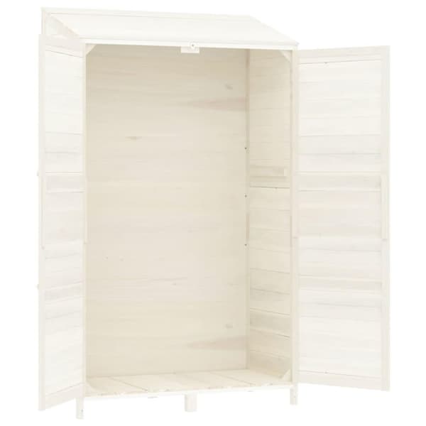 vidaXL haveskur 102x52x174,5 cm massivt grantræ hvid