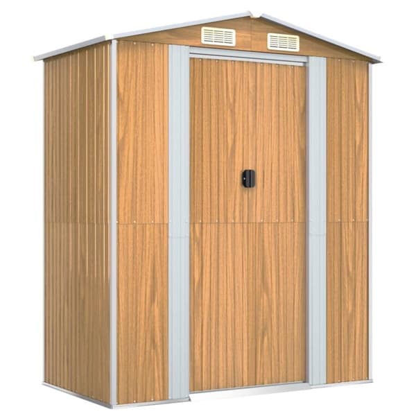 vidaXL haveskur 192x108x223 cm galvaniseret stål lysebrun