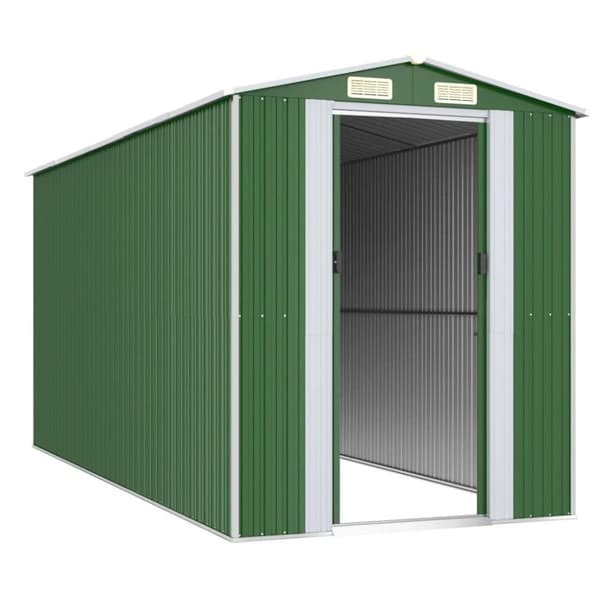 vidaXL haveskur 192x440x223 cm galvaniseret stål grøn