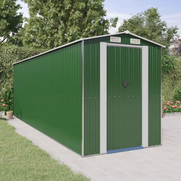 vidaXL haveskur 192x606x223 cm galvaniseret stål grøn