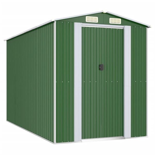 vidaXL haveskur 192x357x223 cm galvaniseret stål grøn