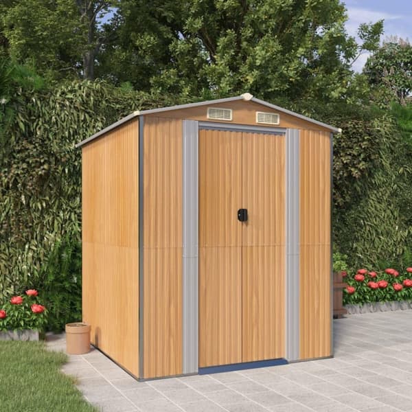 vidaXL haveskur 192x191x223 cm galvaniseret stål lysebrun