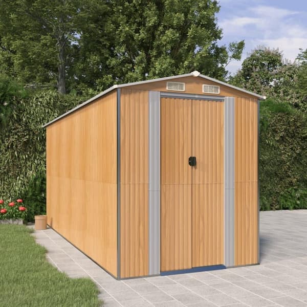 vidaXL haveskur 192x440x223 cm galvaniseret stål lysebrun