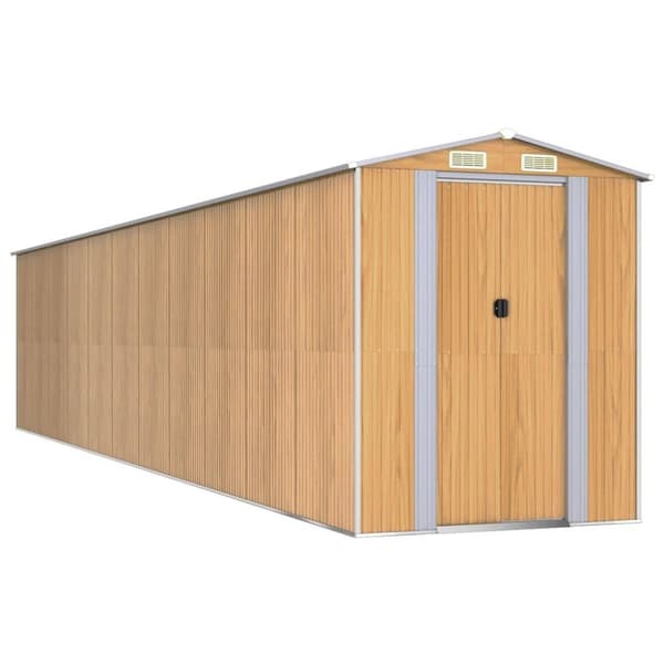 vidaXL haveskur 192x938x223 cm galvaniseret stål lysebrun