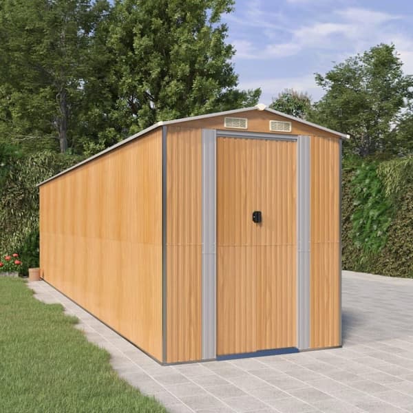 vidaXL haveskur 192x772x223 cm galvaniseret stål lysebrun