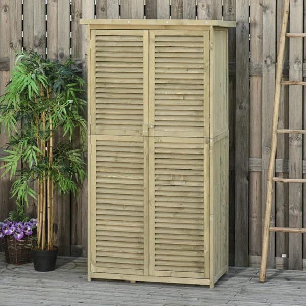 Rootz Redskapsbod - Trädgårdsskåp - Asfalttak - 4 fack - Grå - 87 x 46,5 x 160 cm
