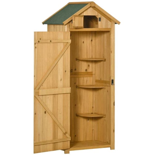 Rootz Trädgårdsskåp - Trädgårdsbod - Verktygsskjul - Verktygsskjul med hyllor - Asfalttak - Fönster - Gul + Grön - 77 x 54,2 x 179 cm