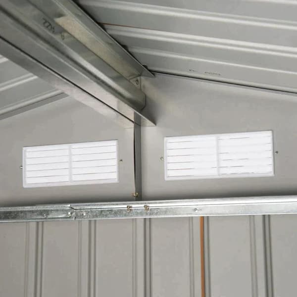 Rootz Haveskur - Redskabsskur - Metalopbevaringsskur med skydedøre - Udendørs opbevaringsskur med fundamentventilation - Gul - 2,13 x 1,30 x 1,85 cm