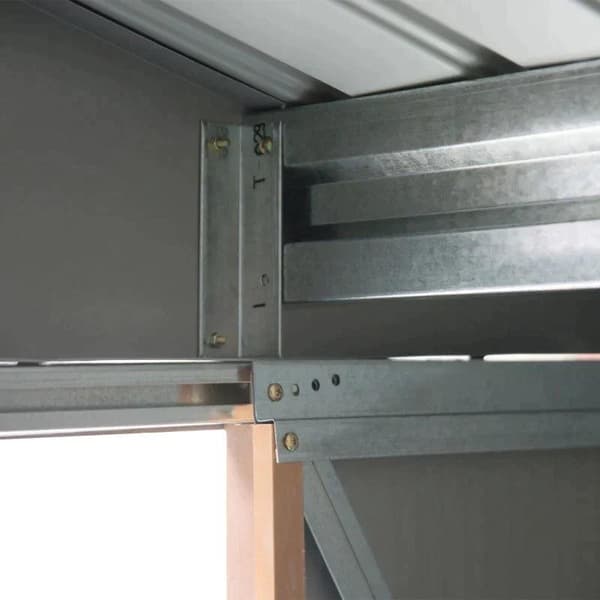 Rootz Haveskur - Redskabsskur - Metalopbevaringsskur med skydedøre - Udendørs opbevaringsskur med fundamentventilation - Gul - 2,13 x 1,30 x 1,85 cm