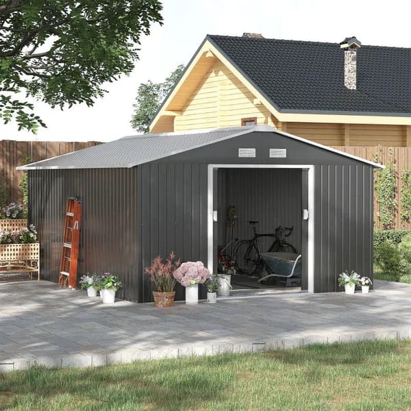 Rootz Haveskur - Opbevaringshaveskur - Skur - Grå - 12,5 X 11,1 fod