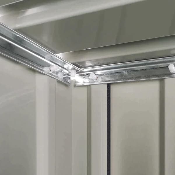 Rootz Trädgårdsbod - Trädgårdsskjul - Trädgårdsförråd i metall - Verktygsskjul - Med sluttande tak - Låsbar dörr - Grå - 142 x 84 x 189 cm