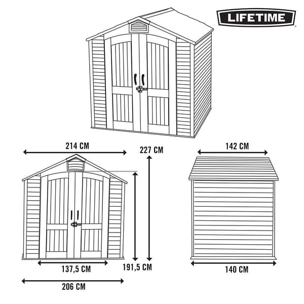 Lifetime Harpiks Opbevaringsskur 92300 3 M² Beige 214 X 142 X 227 cm