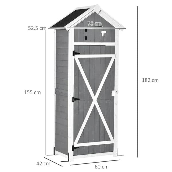 Rootz Haveskur - Haveopbevaringsskur - Haveskab - Træredskabsskur - Haveopbevaringsskab - Grå - 78 x 52,5 x 182 cm