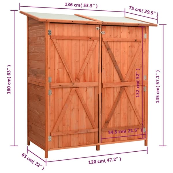 redskabsskur til haven 136x75x160 cm massivt grantræ