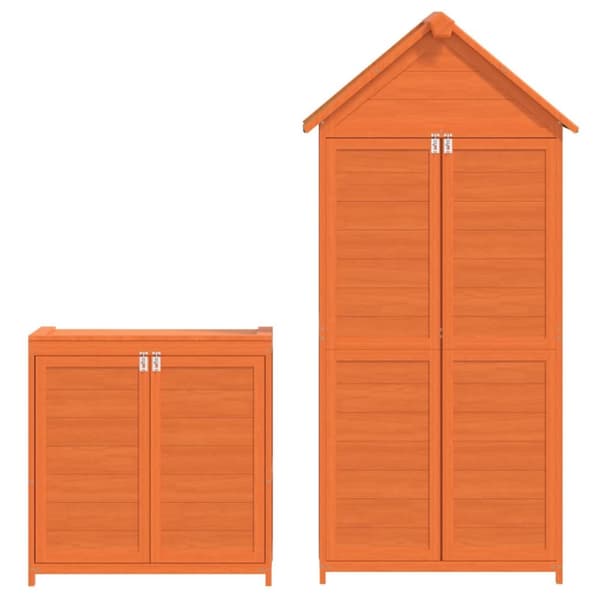 Redskapsbod 2 delar honungsbrun massiv furu